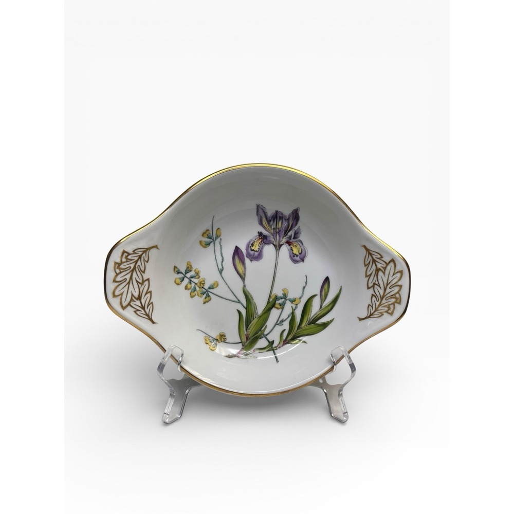 Spode Stafford Flowers Iris Sphaerolobium‎ Au Gratin Oven To Table Dish Gold